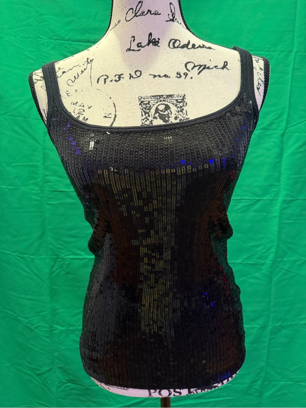 A/X Armani Exchange Black Sequin Tank Top